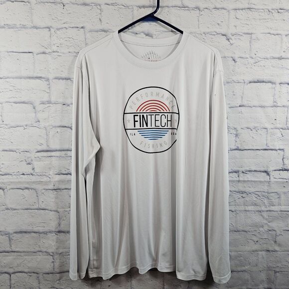fintech Other - Fintech Shirt Mens XXL White Long Sleeve Crew Neck Performance Fish Hike